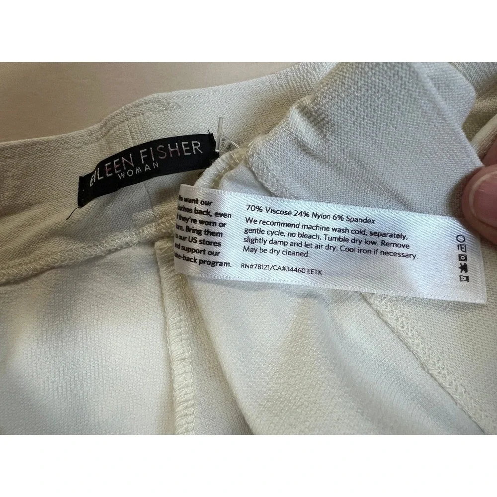 Eileen Fisher Crepe Pants Women XL White Good Stretch Pull On Straight Leg